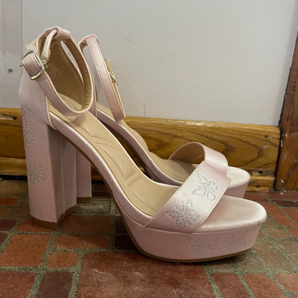 Y2K Butterfly Kisses platform heels, pink size 8
